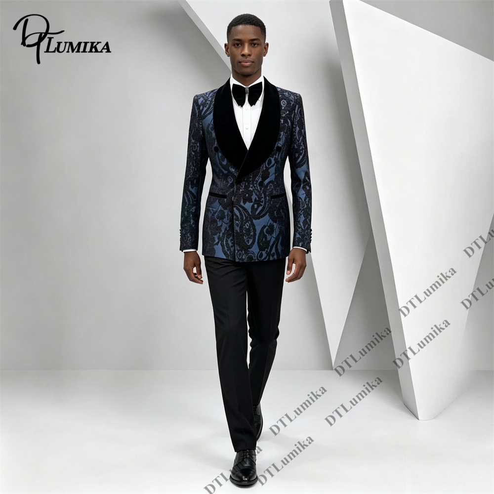 Men'S Formal Wear For Office - Two Pieces Paisley Jacquard Tuxedo Suit