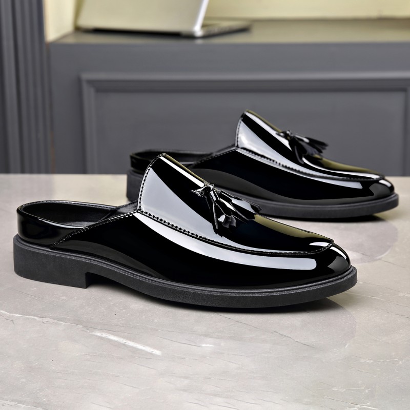 Men Black Patent Leather Mules - Formal Men Daily Wear Footwear recension och pris