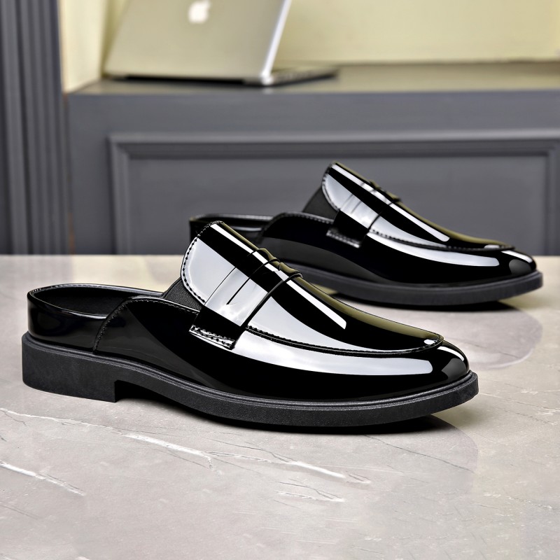 Men Black Patent Leather Mules - Formal Men Daily Wear Footwear recension och pris