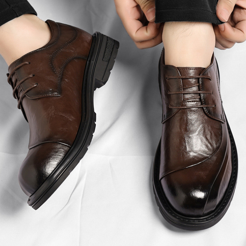 Brown Burnished Genuine Leathe - Men'S Formal Wear For Office recension och pris