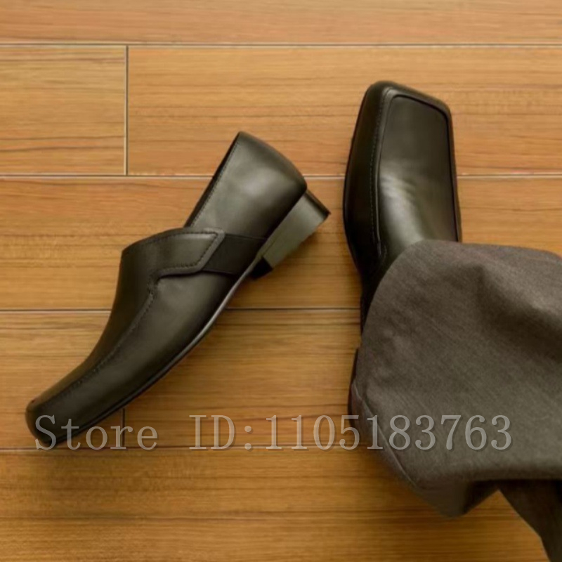 Men's Black Leather Square Toe - Formal Men Daily Wear Footwear recension och pris